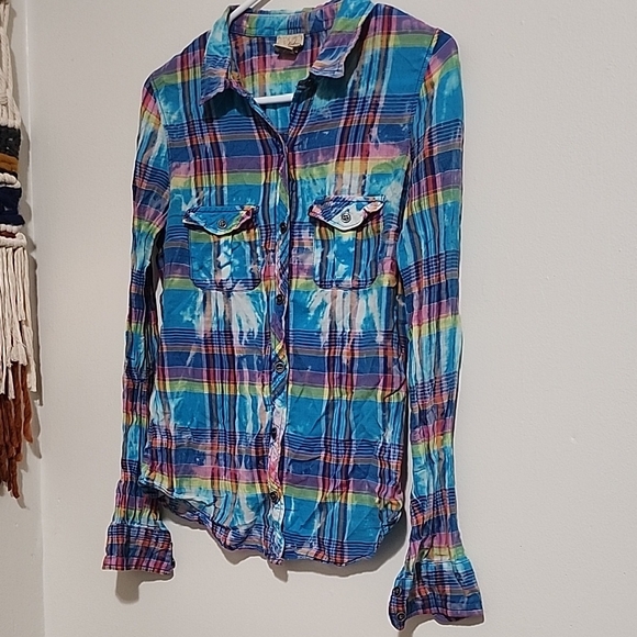 Daytrip Tops - Daytrip Multicolor Plaid Button Up